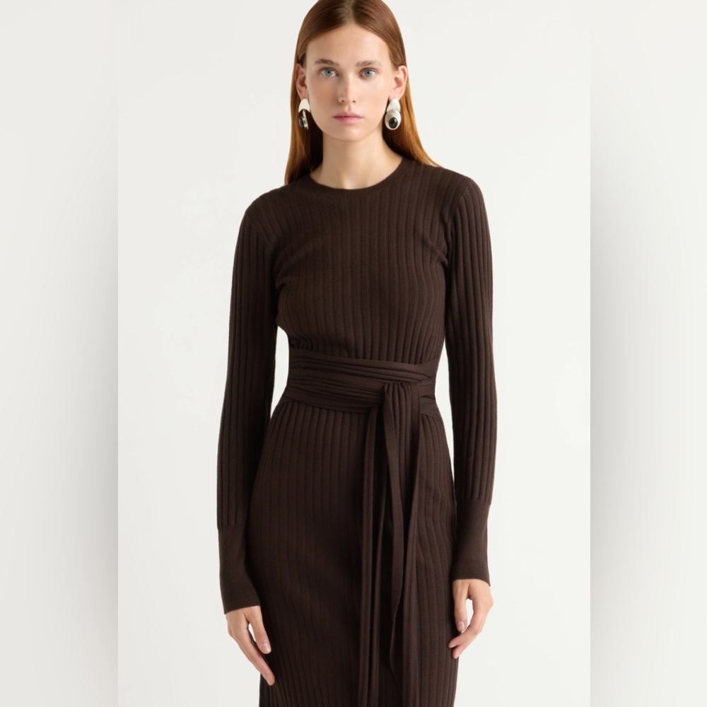 Modern Citizen Chocolate Ribbed Knit Dress